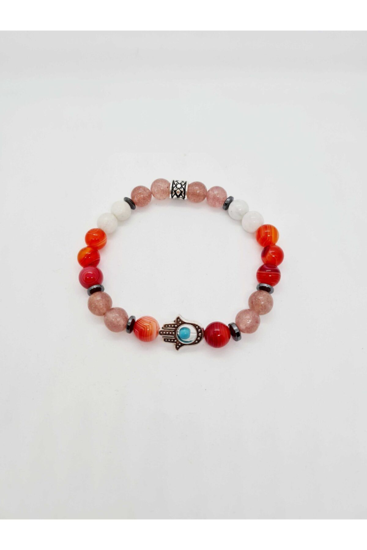 Gümüştel El Sanatlari Sertifikali Bebek Doğal Taş Unisex Tilsim Bilekliği (Aytaşi Gül K