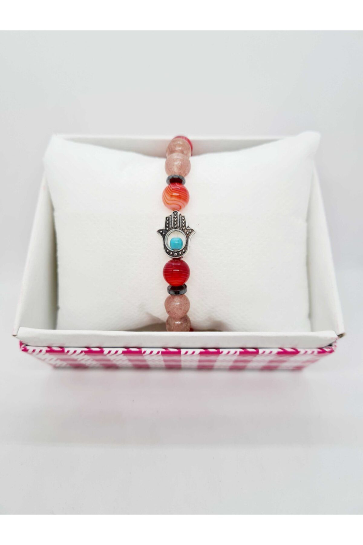 Gümüştel El Sanatlari Sertifikali Bebek Doğal Taş Unisex Tilsim Bilekliği (Aytaşi Gül K