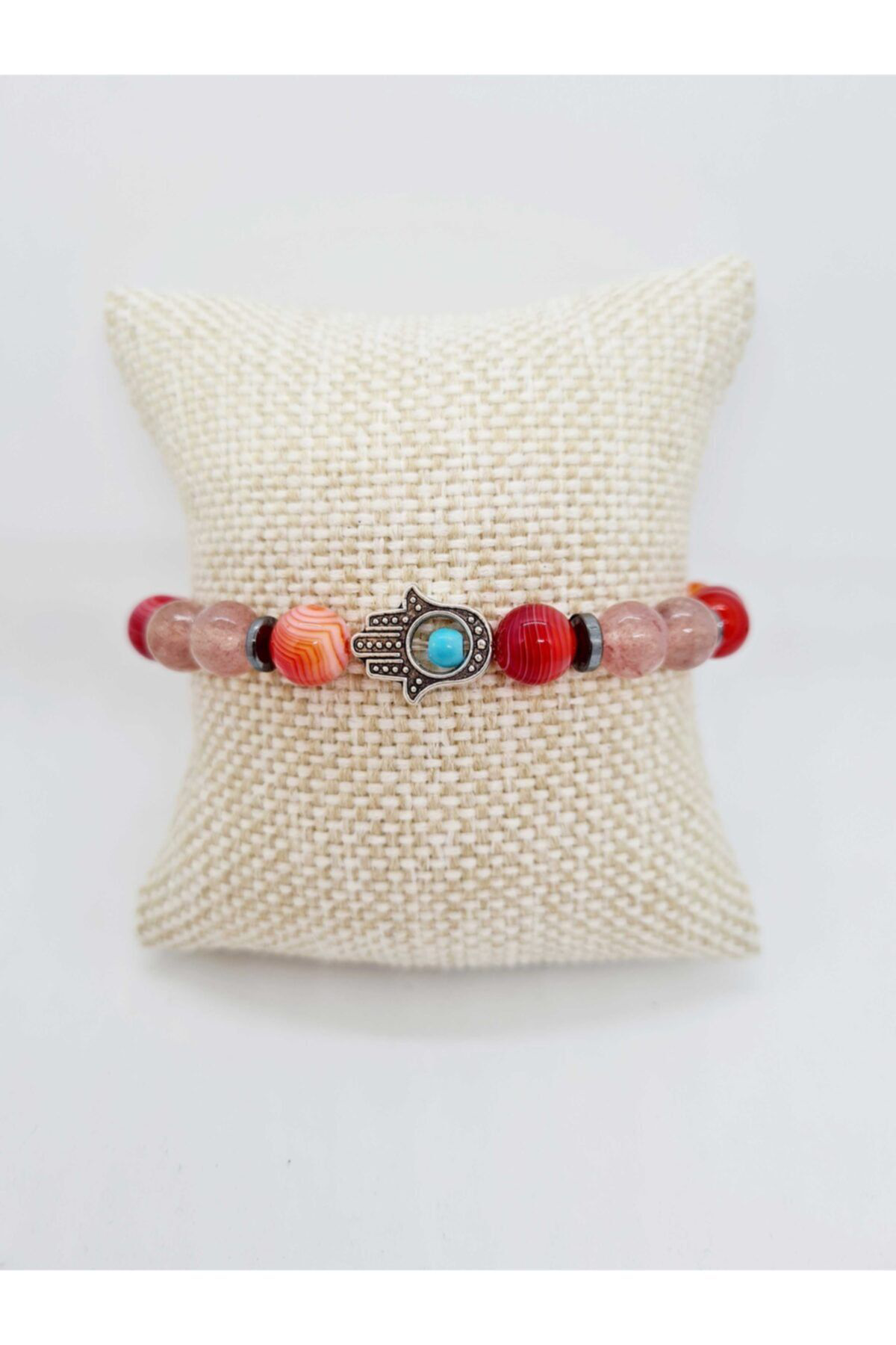 Gümüştel El Sanatlari Sertifikali Bebek Doğal Taş Unisex Tilsim Bilekliği (Aytaşi Gül K