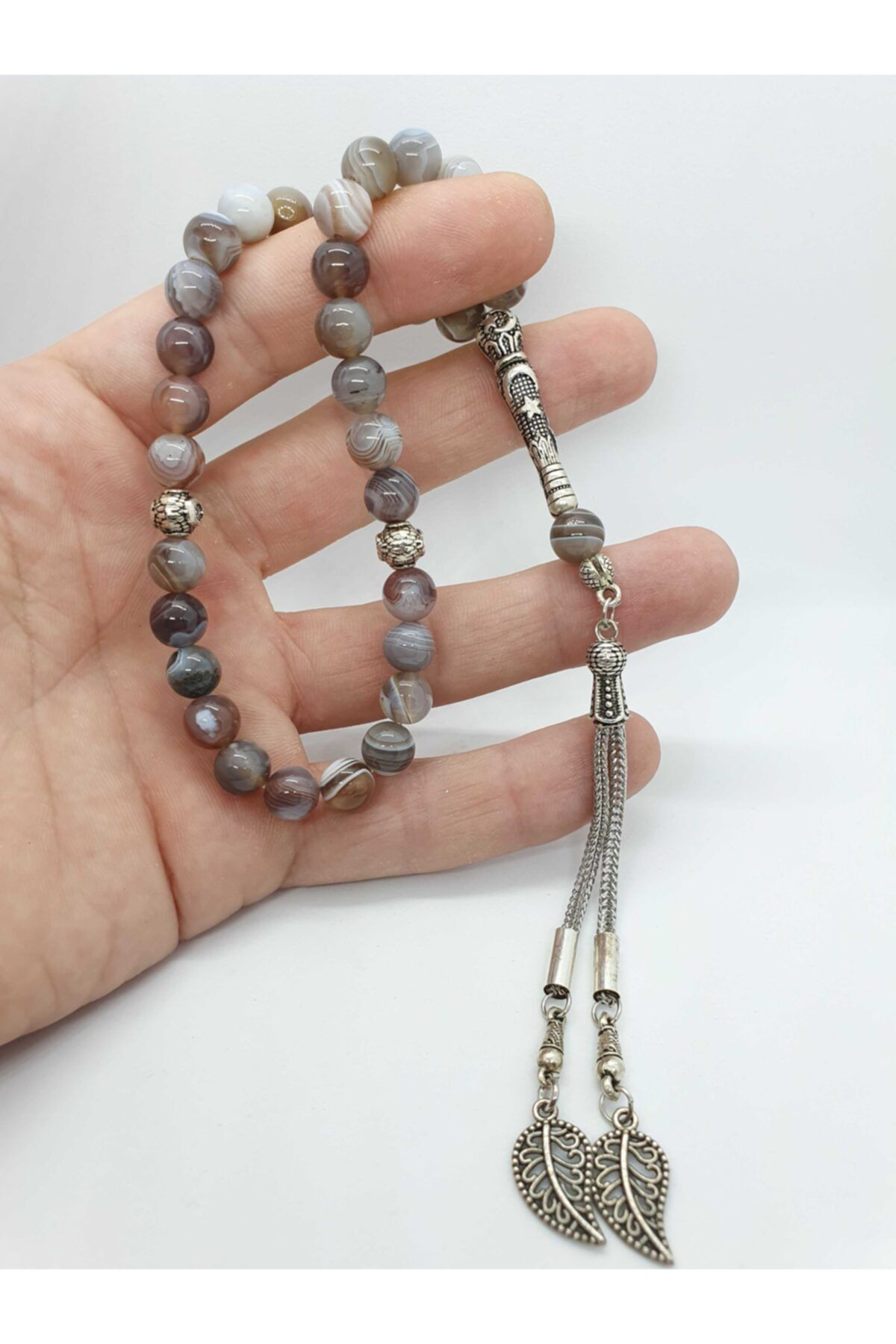 Sertifikalı Bostwana Akik Doğal Taş Tesbih 8 Mm