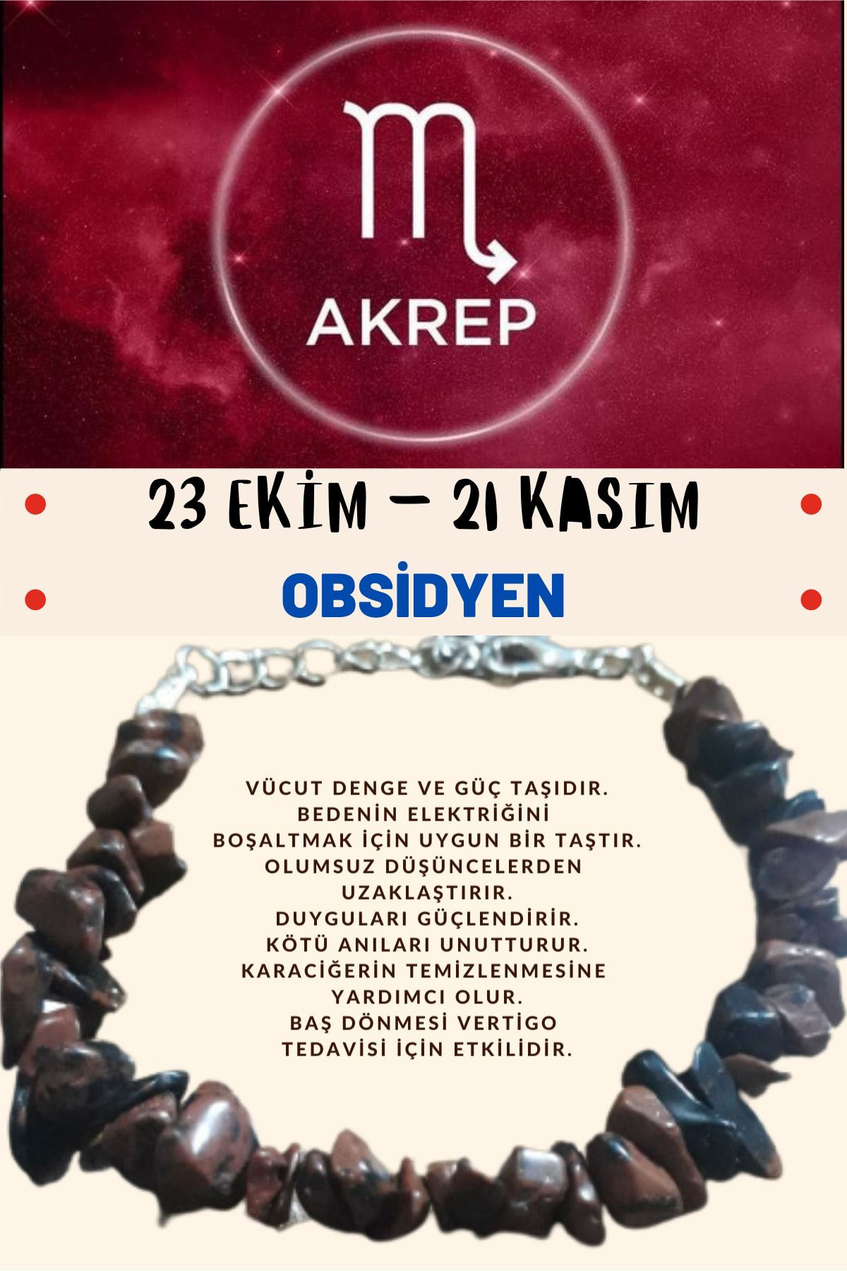 Sertifikalı Burç Taşı Akrep Burcu Obsidyen Taşı Bileklik