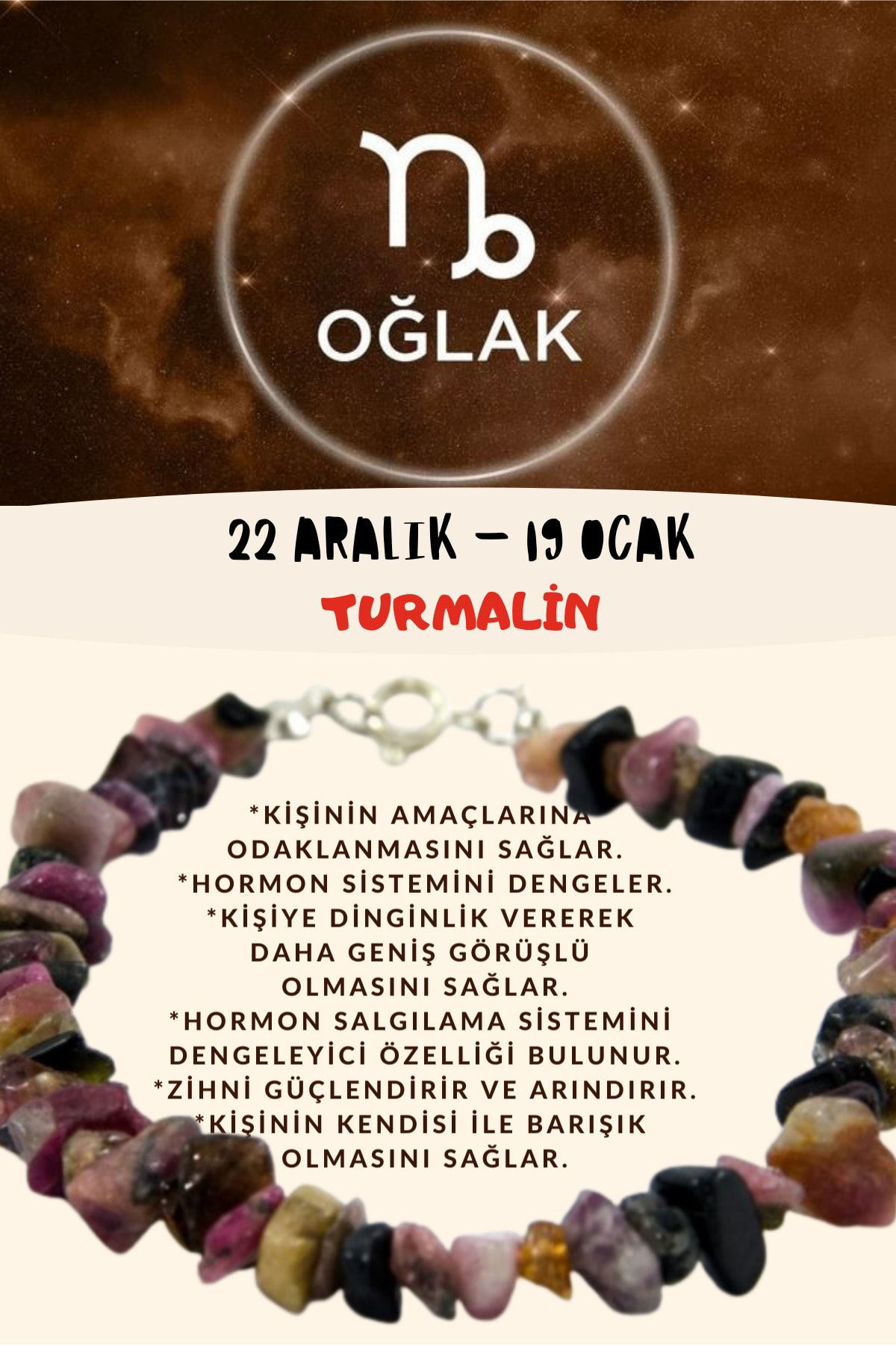 Sertifikalı Burç Taşı Oğlak Burcu Turmalin Taşı Bileklik