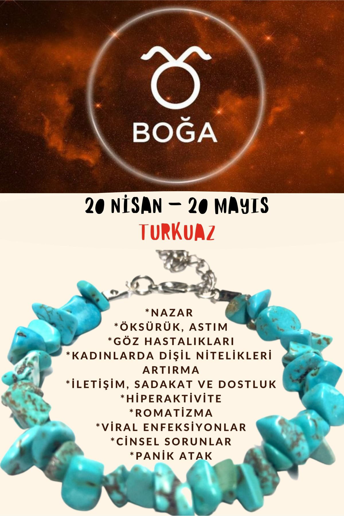 Sertifikalı Burç Taşı Boğa Burcu Turkuaz Taşı Bileklik