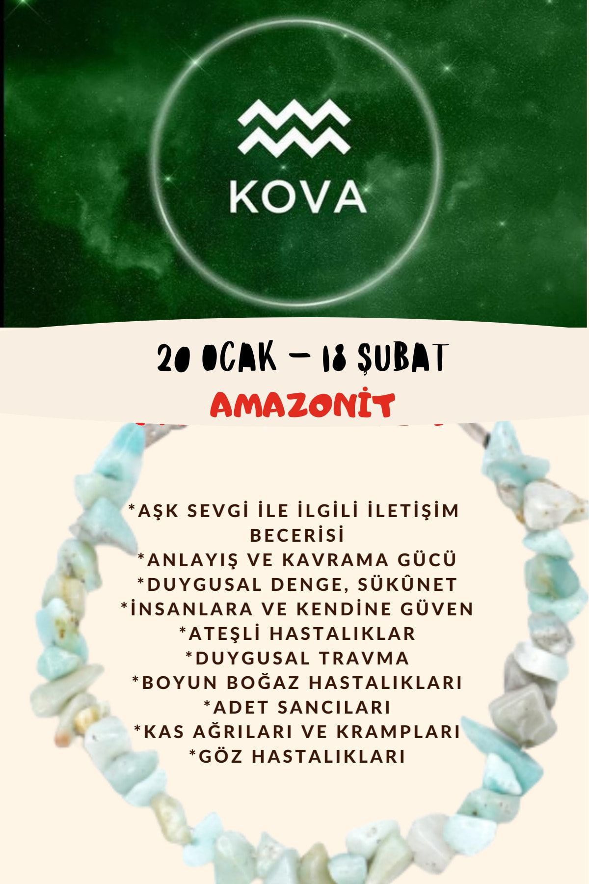 Gümüştel El Sanatlari Sertifikali Burç Taşi Kova Burcu Amazonit Taşi Bileklik