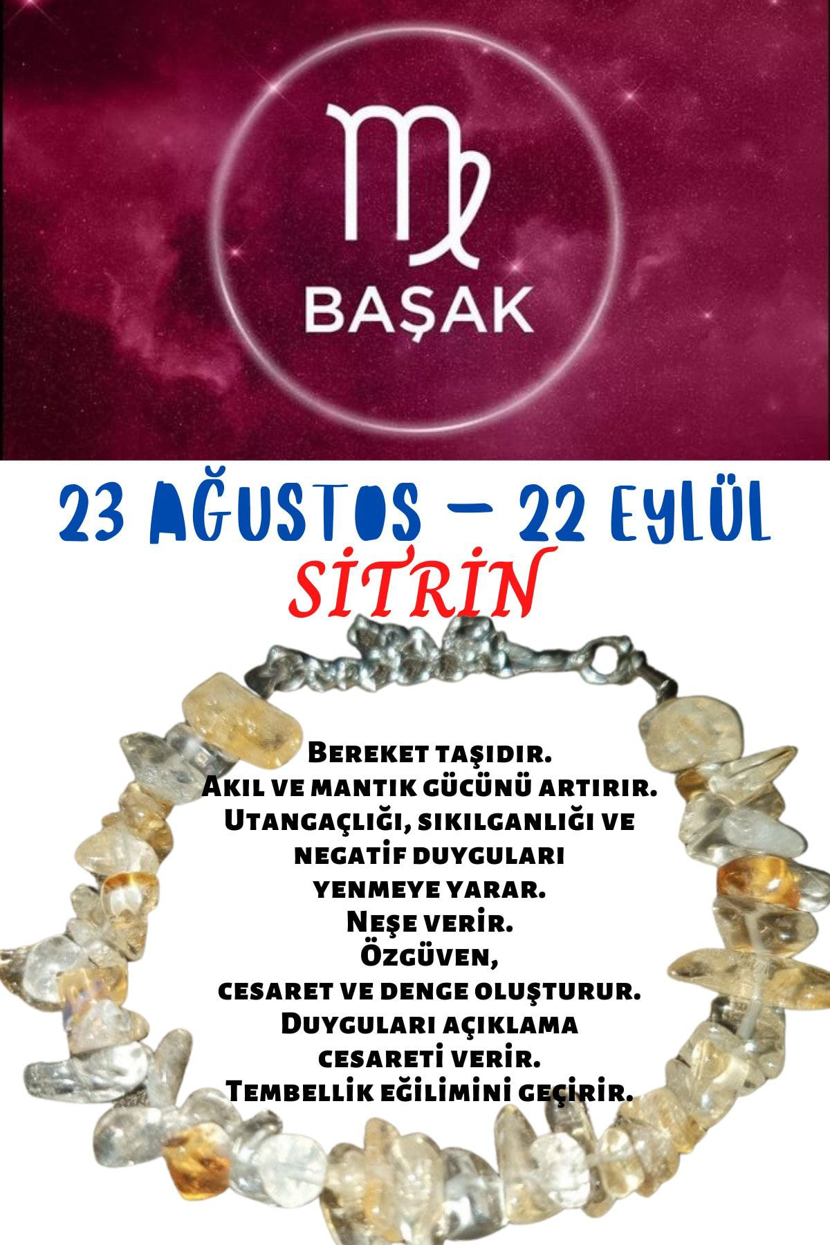Sertifikalı Burç Taşı Başak Burcu Sitrin Taşı Bileklik