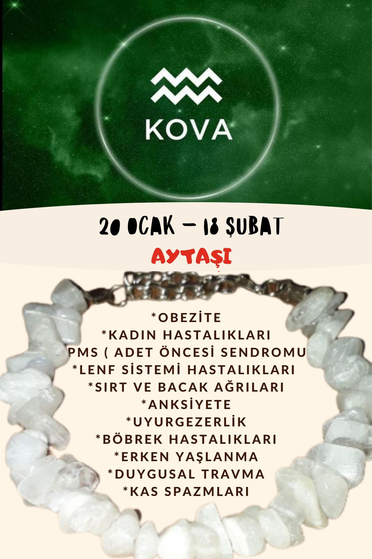 Sertifikalı Burç Taşı Kova Burcu Aytaşı Bileklik