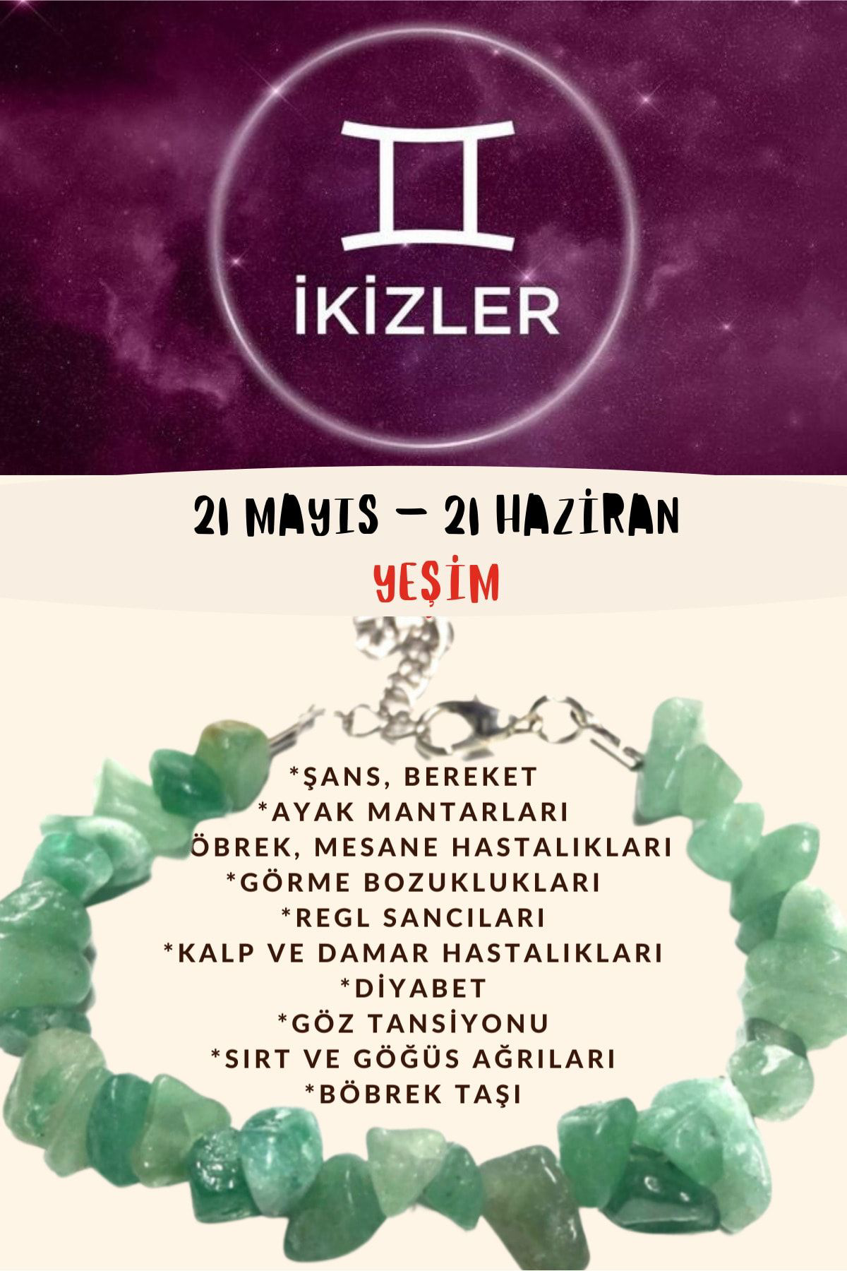 Sertifikalı Burç Taşı Ikizler Burcu Yeşim Taşı Bileklik
