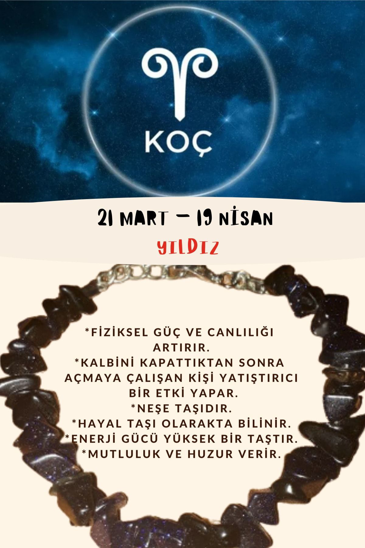 Sertifikalı Burç Taşı Koç Burcu Yıldız Taşı Bileklik