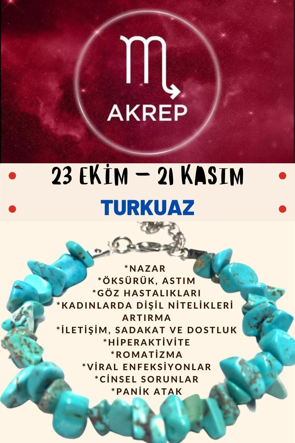 Sertifikalı Burç Taşı Akrep Burcu Turkuaz Taşı Bileklik