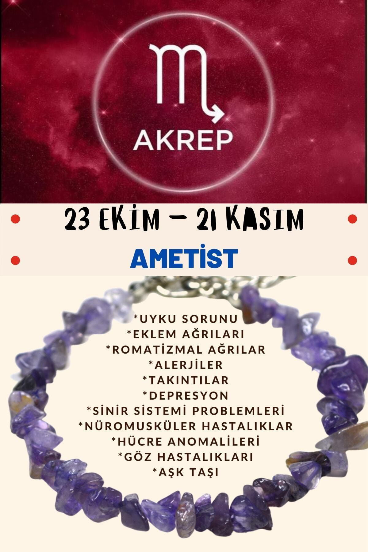 Sertifikalı Burç Taşı Akrep Burcu Ametist Taşı Bileklik