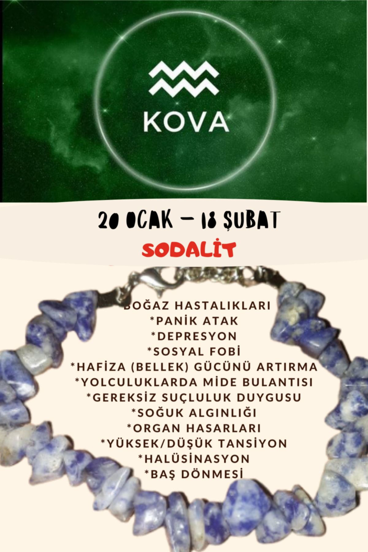 Sertifikalı Burç Taşı Kova Burcu Sodalit Taşı Bileklik