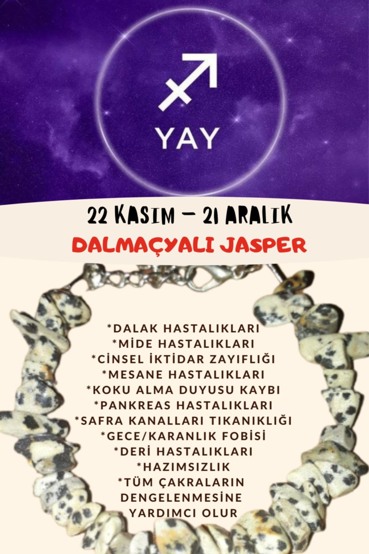 Sertifikalı Burç Taşı Yay Burcu Jasper Taşı Bileklik