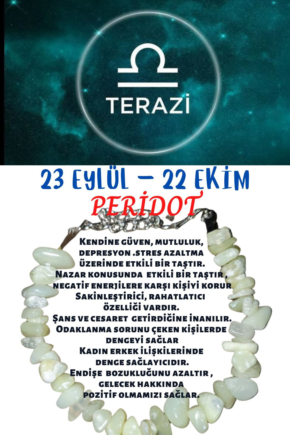 Sertifikalı Burç Taşı Terazi Burcu Peridot Taşı Bileklik
