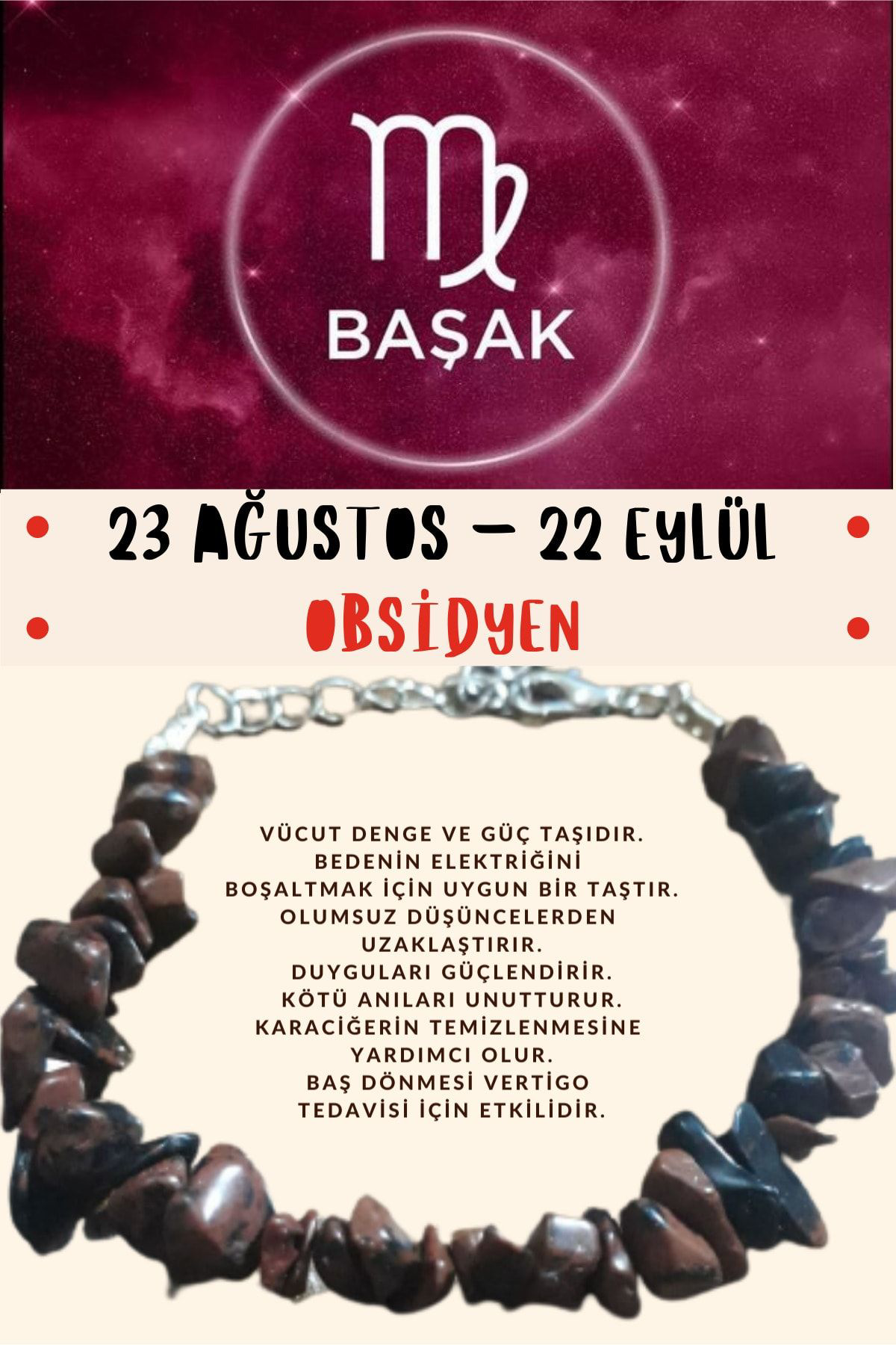 Sertifikalı Burç Taşı Başak Burcu Obsidyen Taşı Bileklik