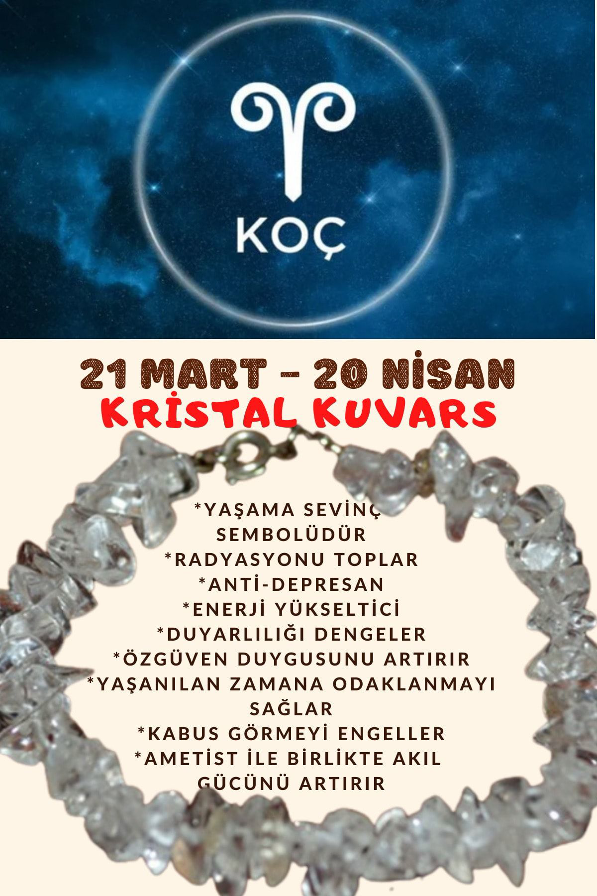 Sertifikalı Burç Taşı Koç Burcu Kristal Kuvars Bileklik