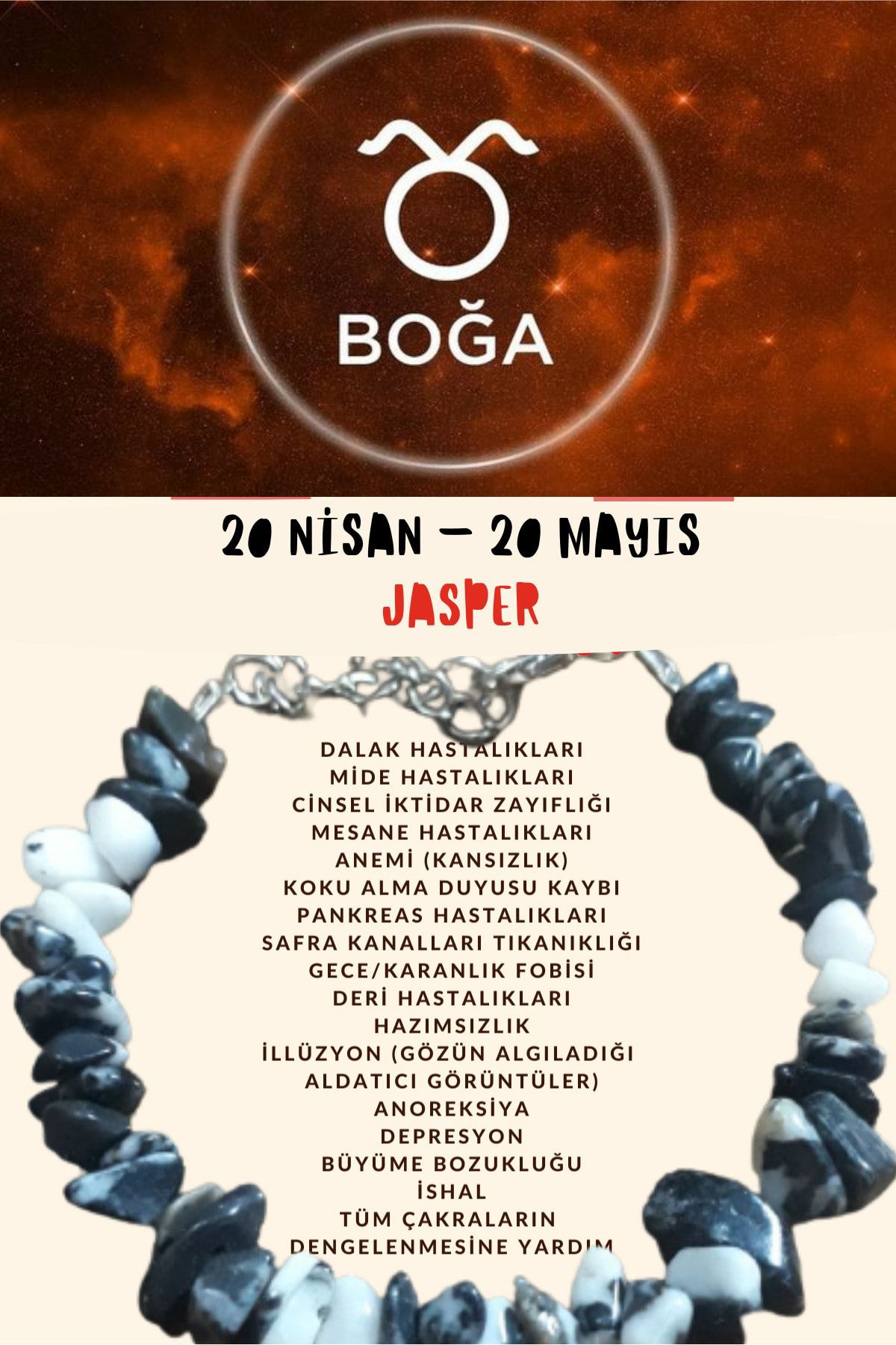 Sertifikalı Burç Taşı Boğa Burcu Jasper Taşı Bileklik
