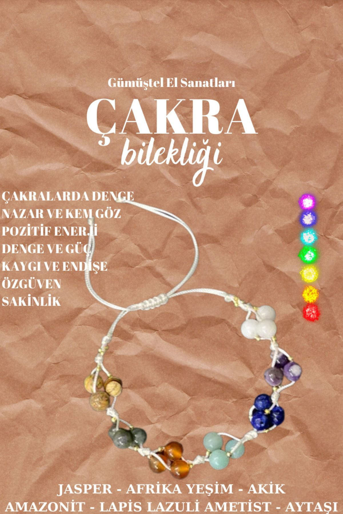 Sertifikalı Çakra Bilekliği Makrome Kapama %100 El Işçiliği Sürpr