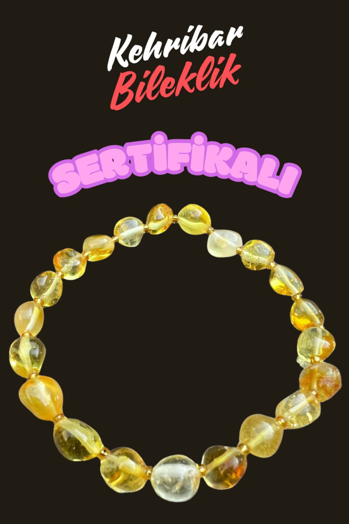 Sertifikalı Damla Kehribar Yetişkin Bileklik Unisex AAA Kalite Sü