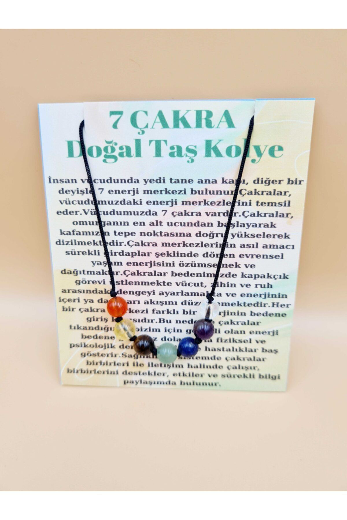 Sertifikalı Doğal 7 Çakra Tasarım Kolye
