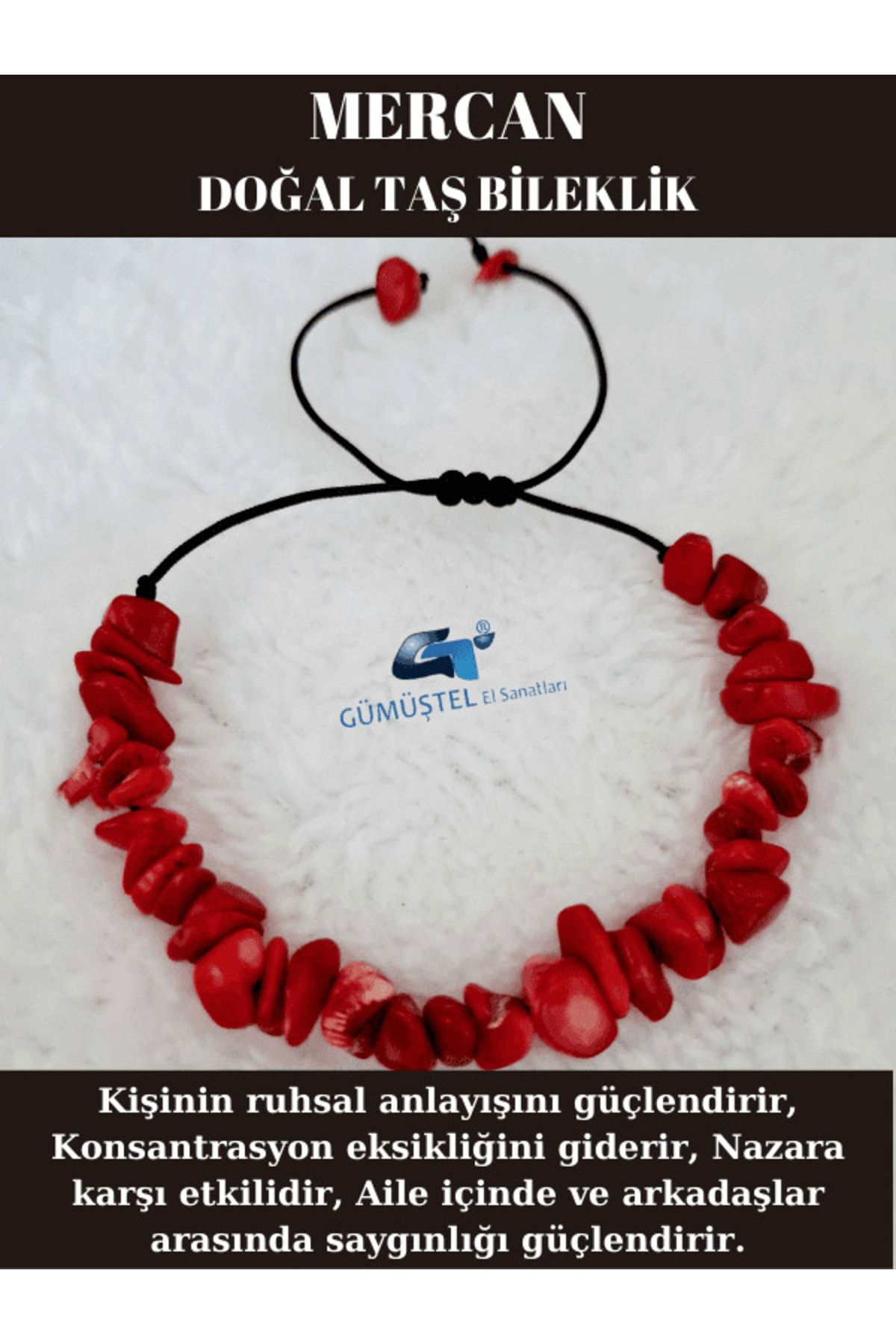 Sertifikalı Doğal Kırık Taş Mercan Taşı Bileklik Asansörlü Kilit 