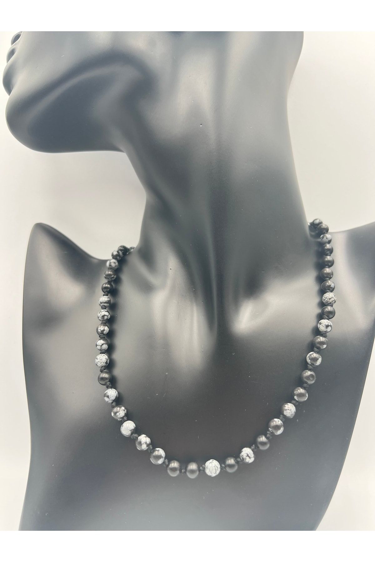 Sertifikalı Doğal Taş Obsidyen Taşı Kolye Aaa Kalite 6mm
