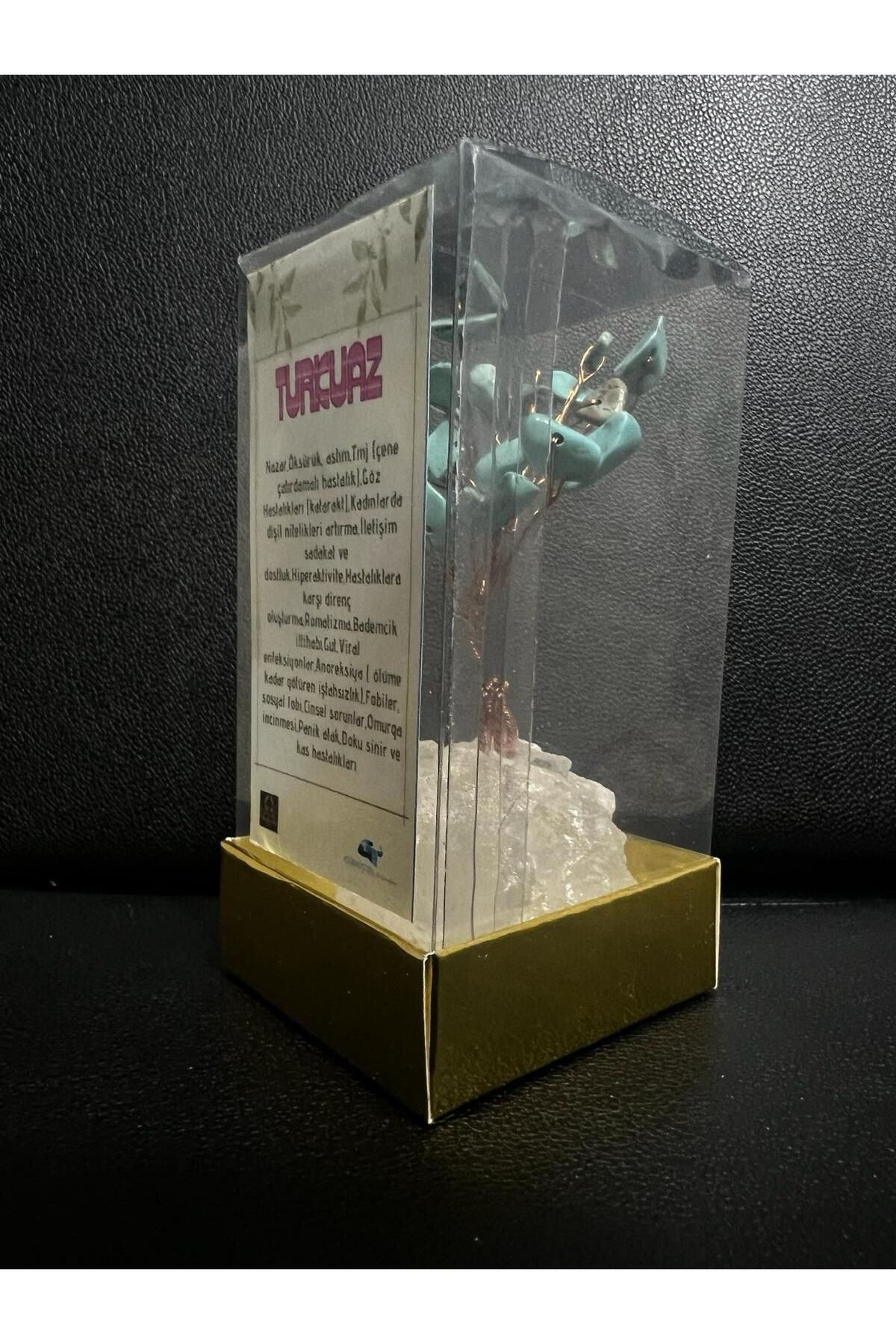 Sertifikalı Doğal Taş Turkuaz Taşı Dekoratif El Yapımı Ağaç