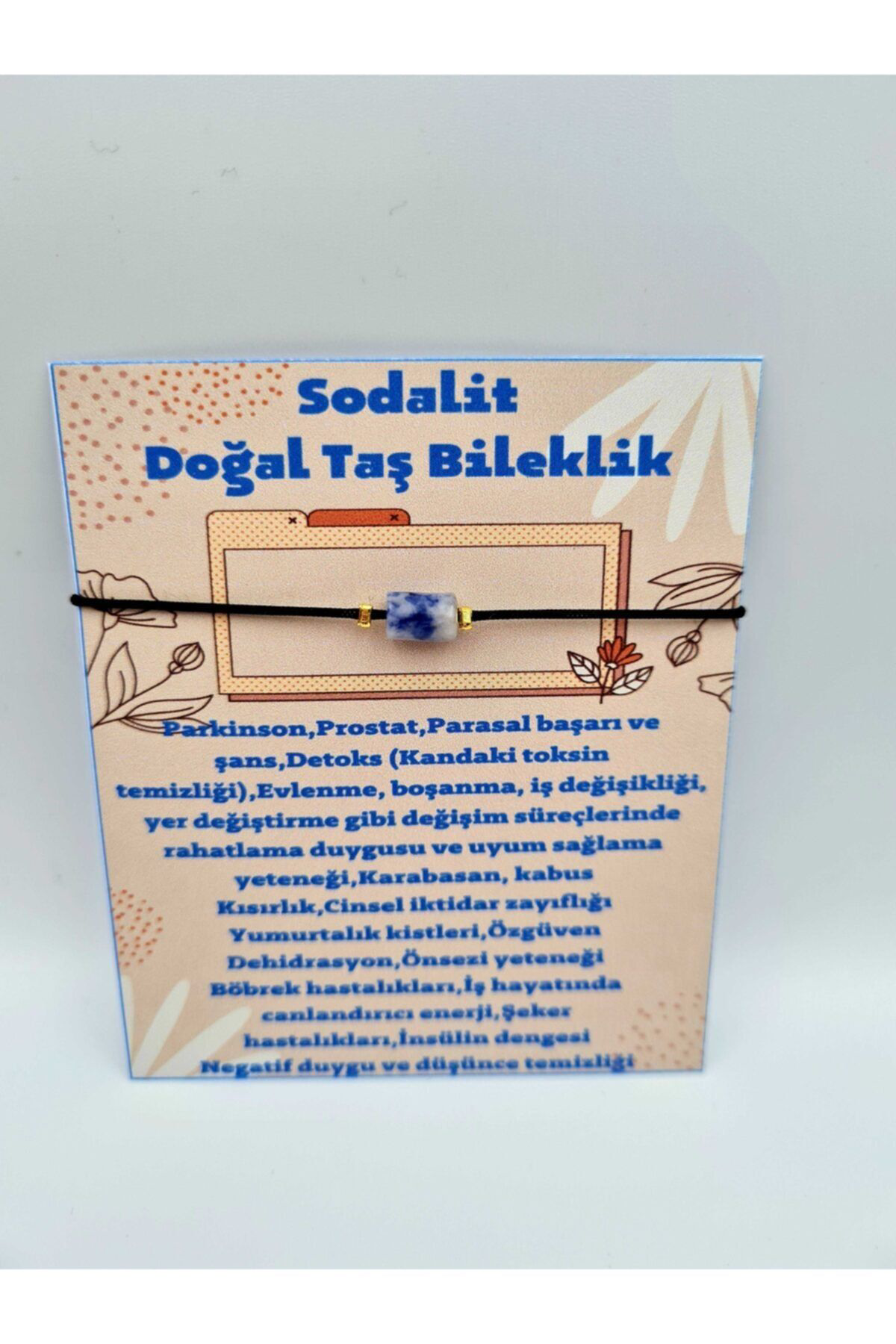 Sertifikalı Doğal Taş Sodalit Taşı Bileklik