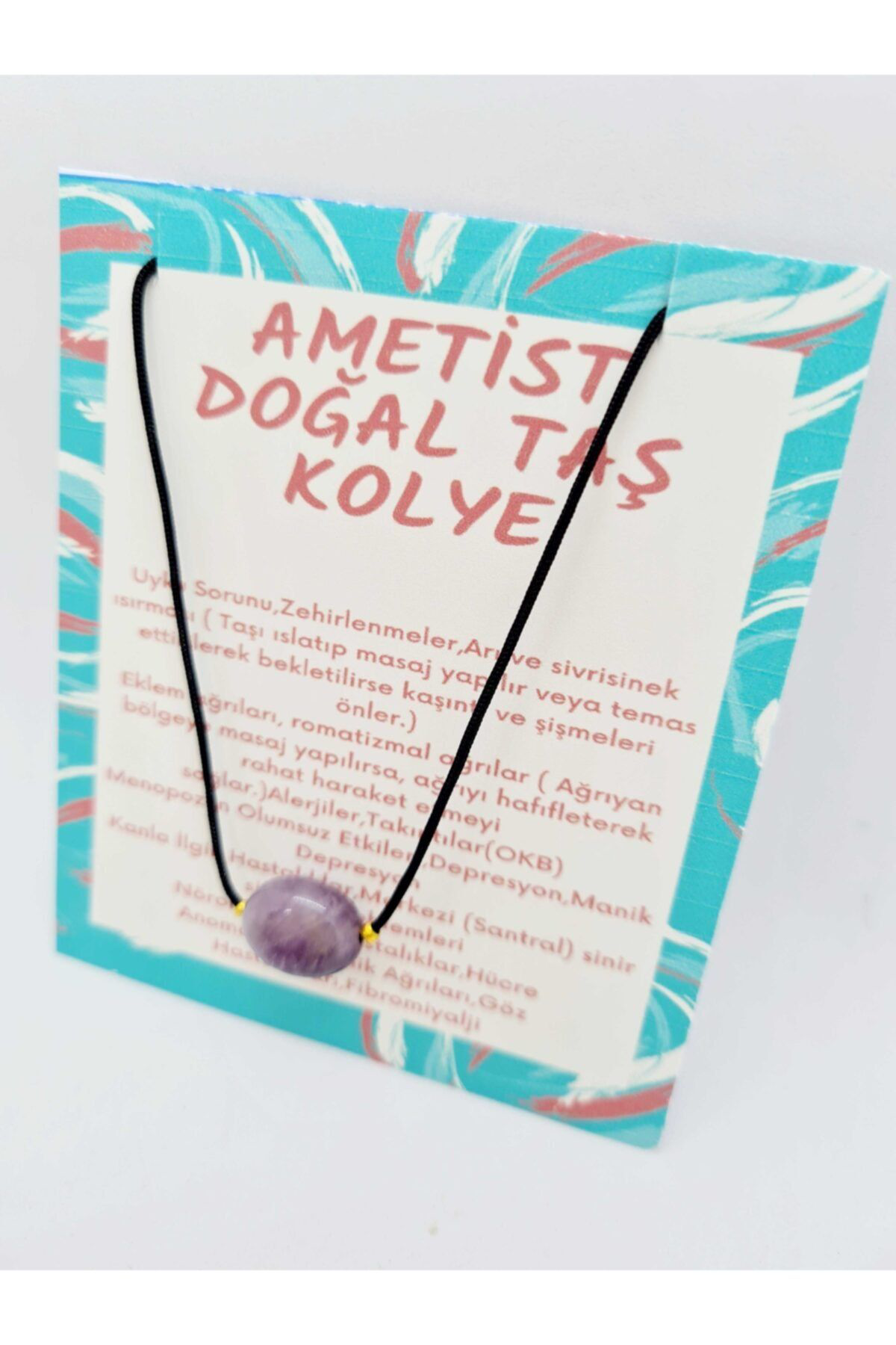 Sertifikalı Doğal Ametist Taşı Kolye Ayarlanabilir Orijinal Doğal