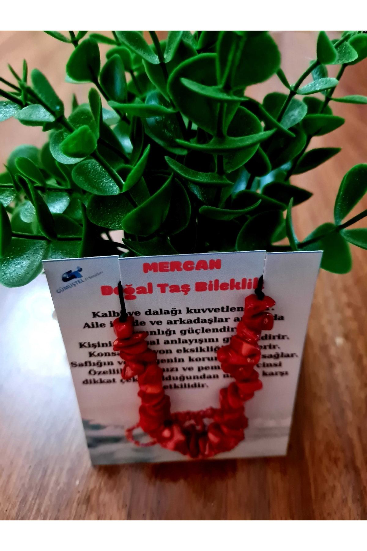 Sertifikalı Doğal Kırık Taş Mercan Taşı Bileklik Asansörlü Kilit 