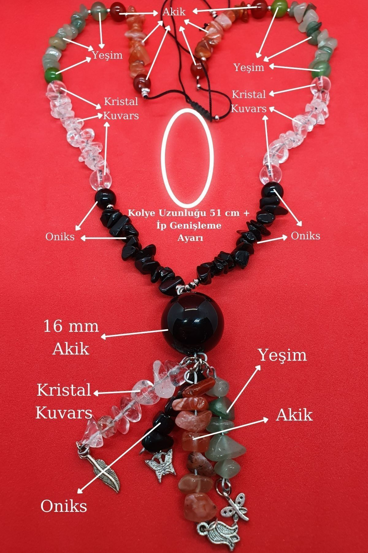 Sertifikalı Doğal Taş Tasarım Kolye Orijinal Akik Yeşim Kristal K Sertifikalı Doğal Taş Tasarım Kolye Orijinal Akik Yeşim Kristal K