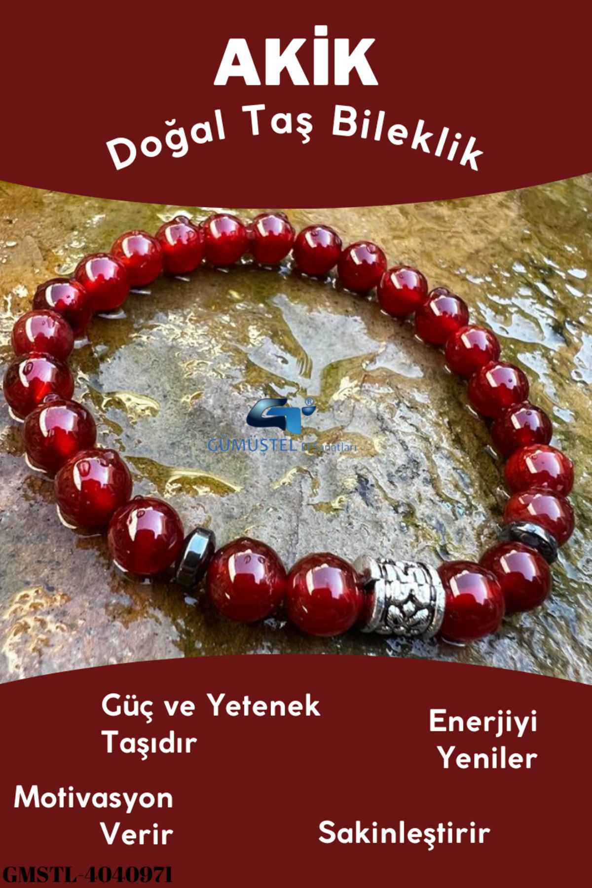Sertifikalı Doğal Taş Turuncu Akik Bileklik AAA Kalite Orijinal D