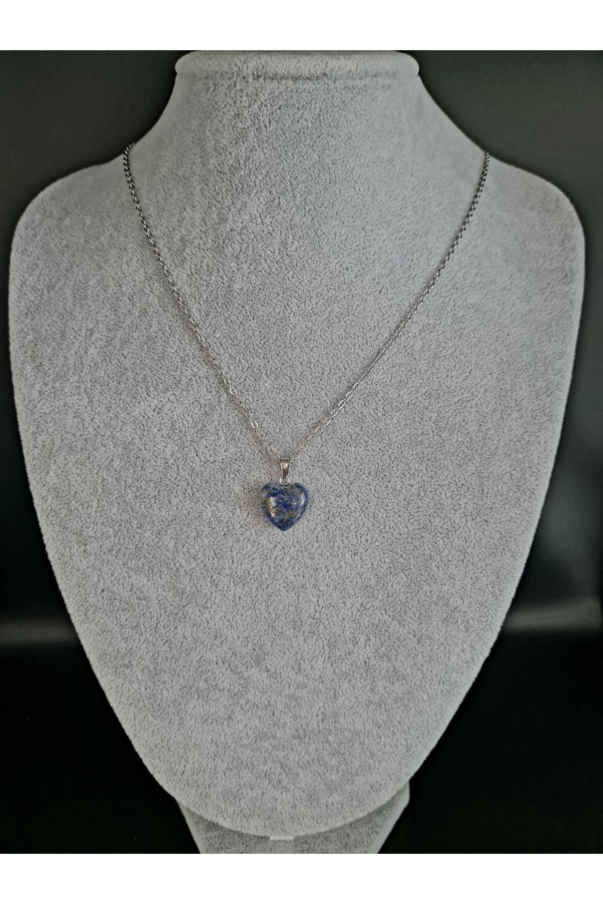 Sertifikalı Doğal Taş Lapis Lazuli Kalp Model Minimal Kolye Aaa K