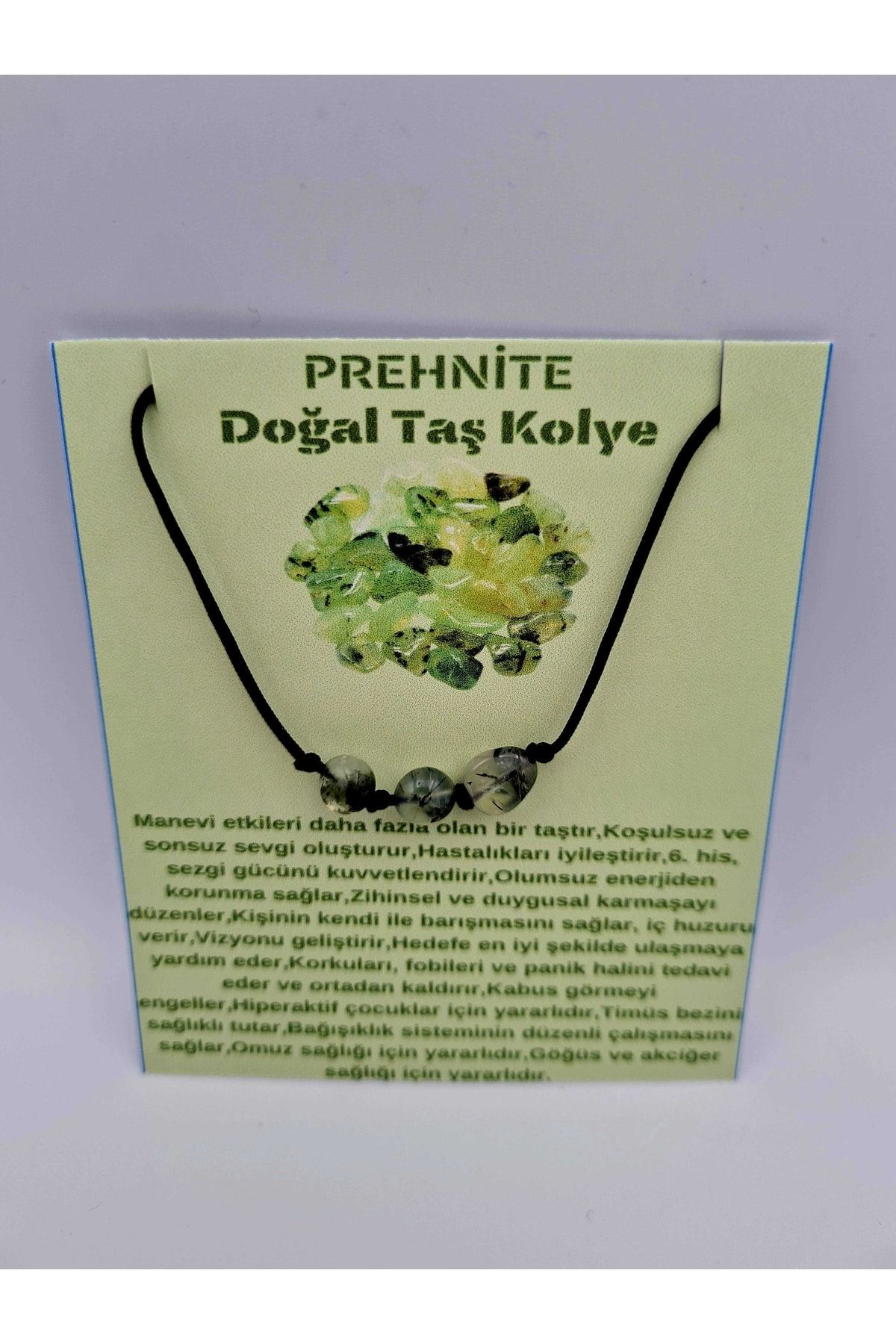 Gümüştel El Sanatlari Sertifikali Doğal Taş Prehnite Taşi Kolye Orijinal Doğal Taş Sürp