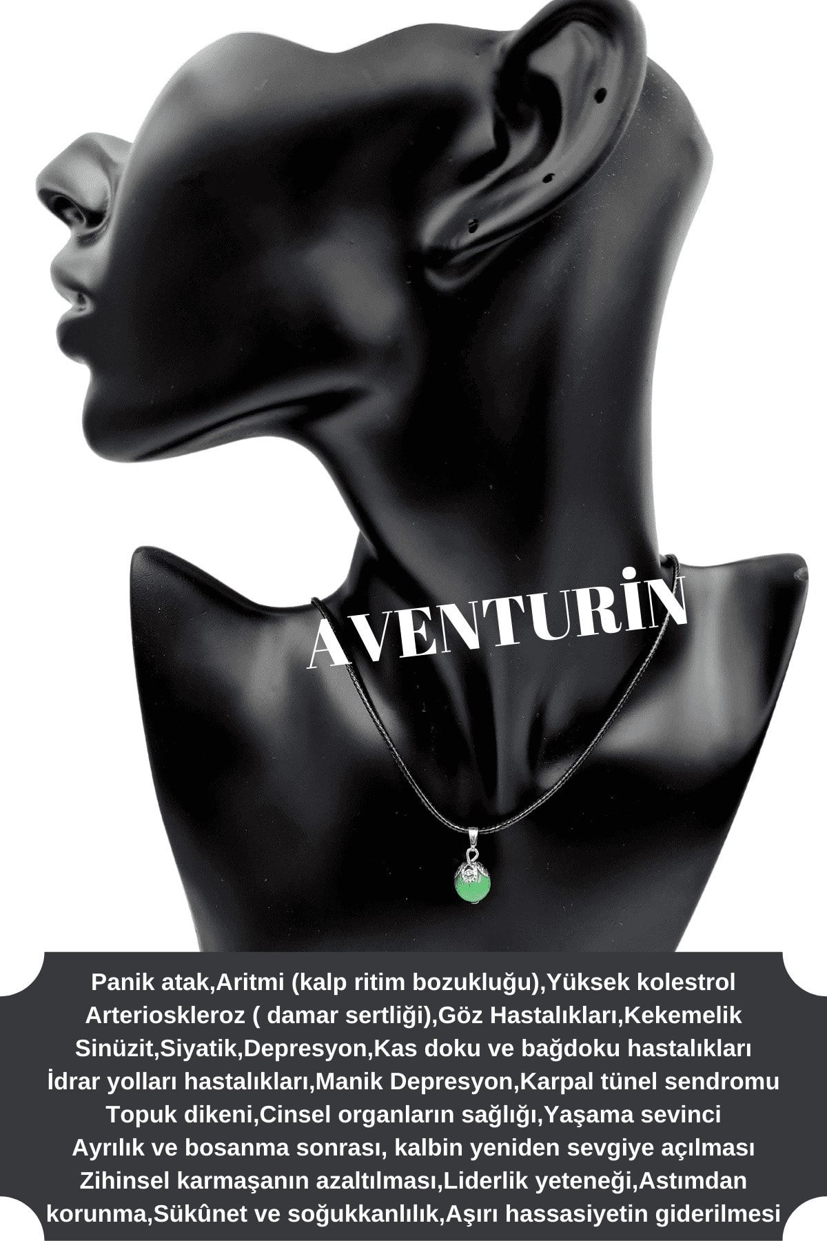 Sertifikalı Doğal Taş Kolye Aventurin & Amazonit & Kaplan Gözü & 
