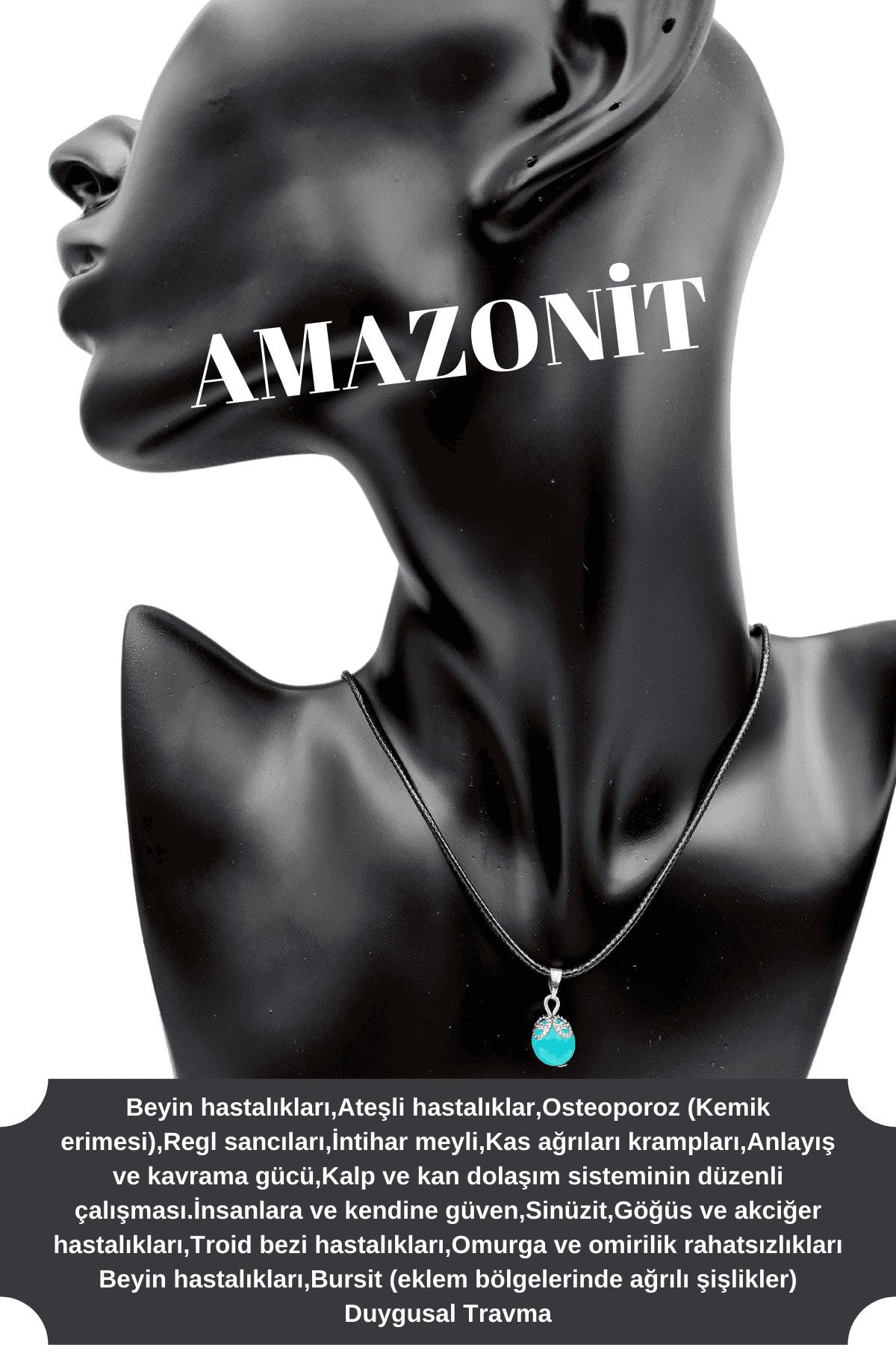 Sertifikalı Doğal Taş Kolye Aventurin & Amazonit & Kaplan Gözü & 