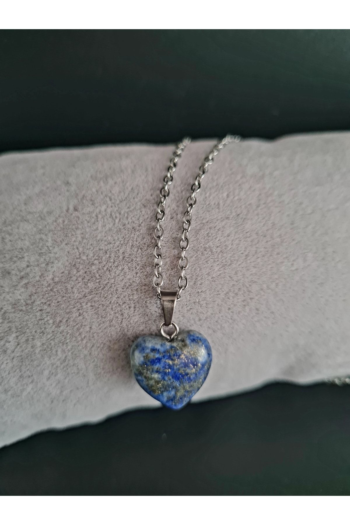 Sertifikalı Doğal Taş Lapis Lazuli Kalp Model Minimal Kolye Aaa K