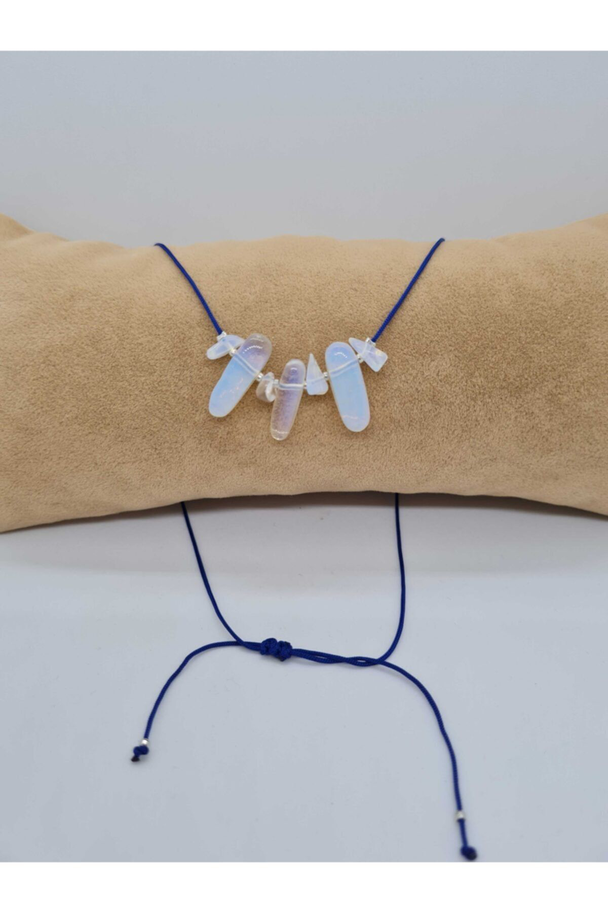 Sertifikalı Doğal Opal Taşı Tasarım Kolye Makrome Ayarlı Kilit Si