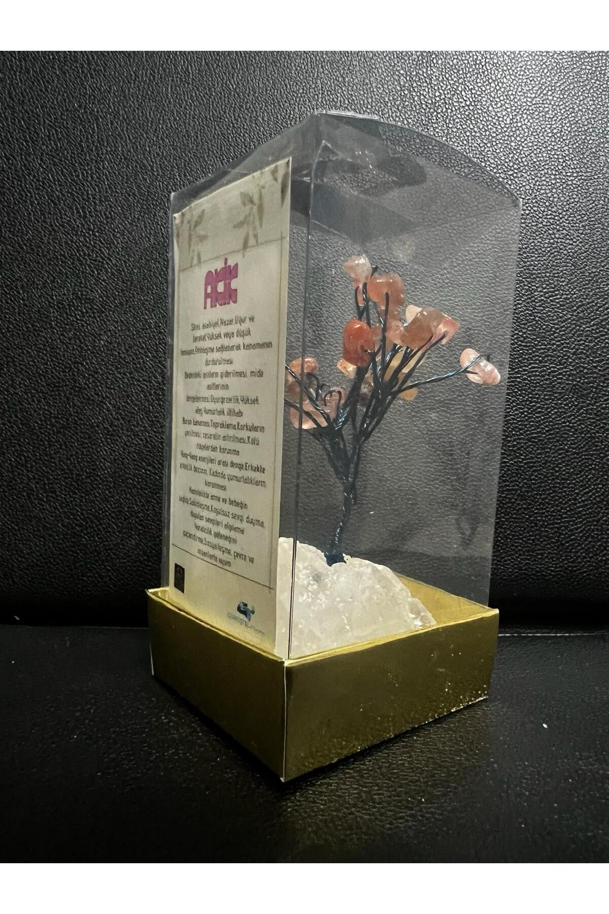 Sertifikalı Doğal Taş Akik Taşı Dekoratif El Yapımı Ağaç