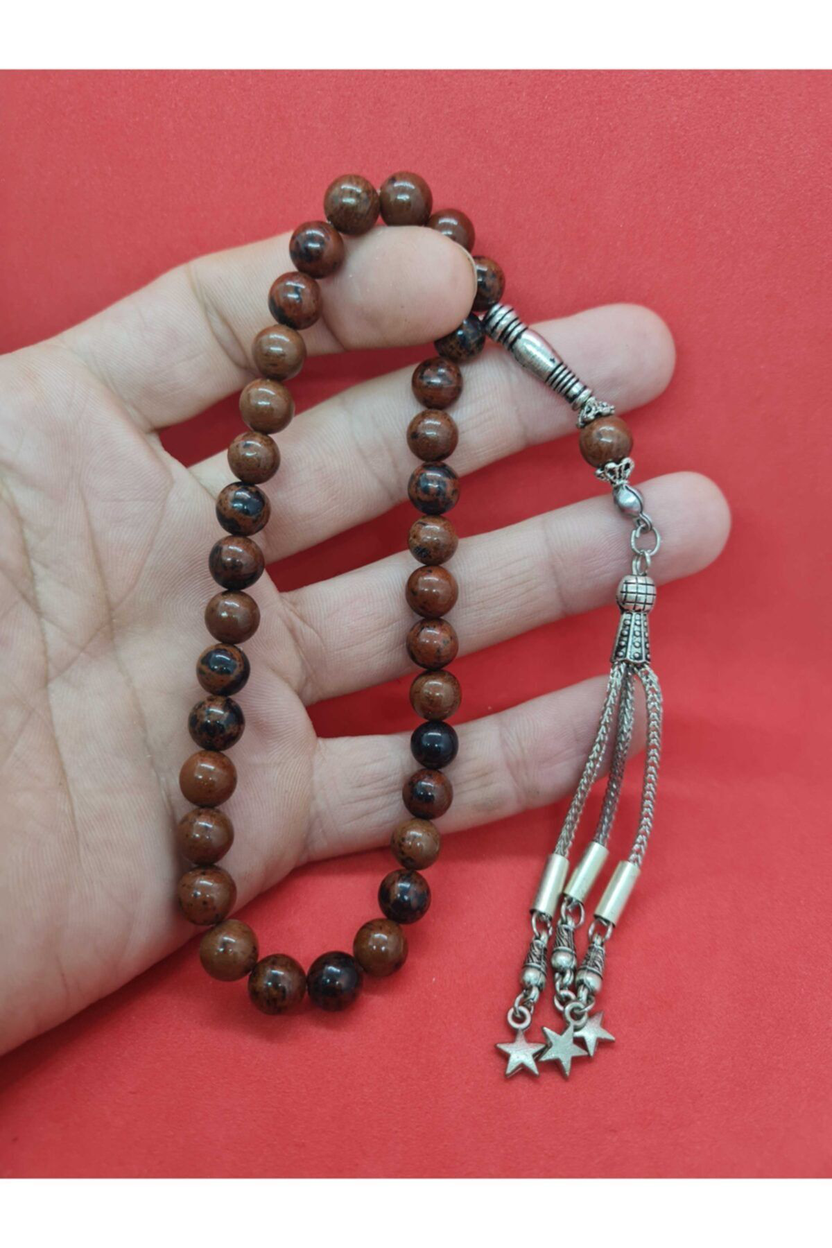 Gümüştel El Sanatlari Sertifikalı Doğal Obsidyen Doğal Taş Tesbih 8 Mm