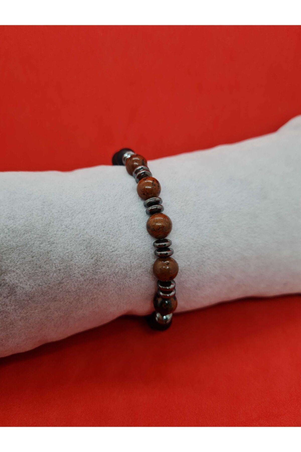 Sertifikalı Doğal Taş Obsidyen Ve Hematit Ve Oniks Taşı Bileklik