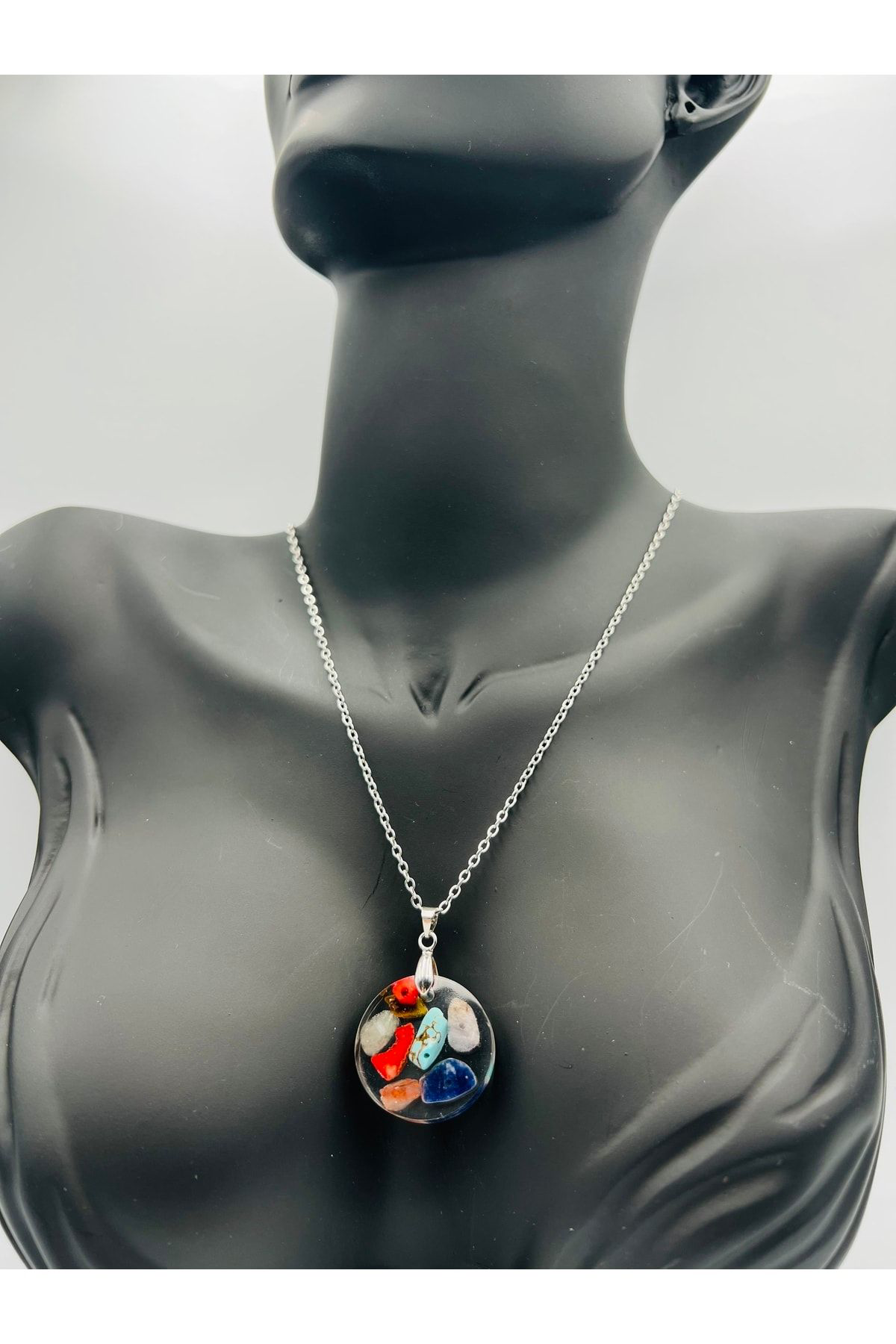 Sertifikalı Doğal Taş Epoksi Kolye