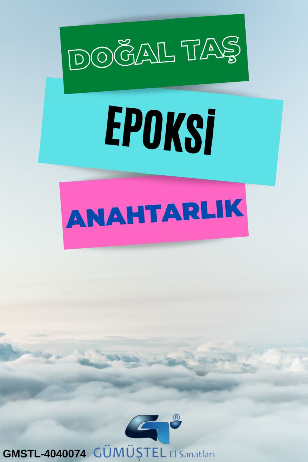 Gümüştel El Sanatlari Sertifikali Doğal Taş Epoksi Anahtarlik