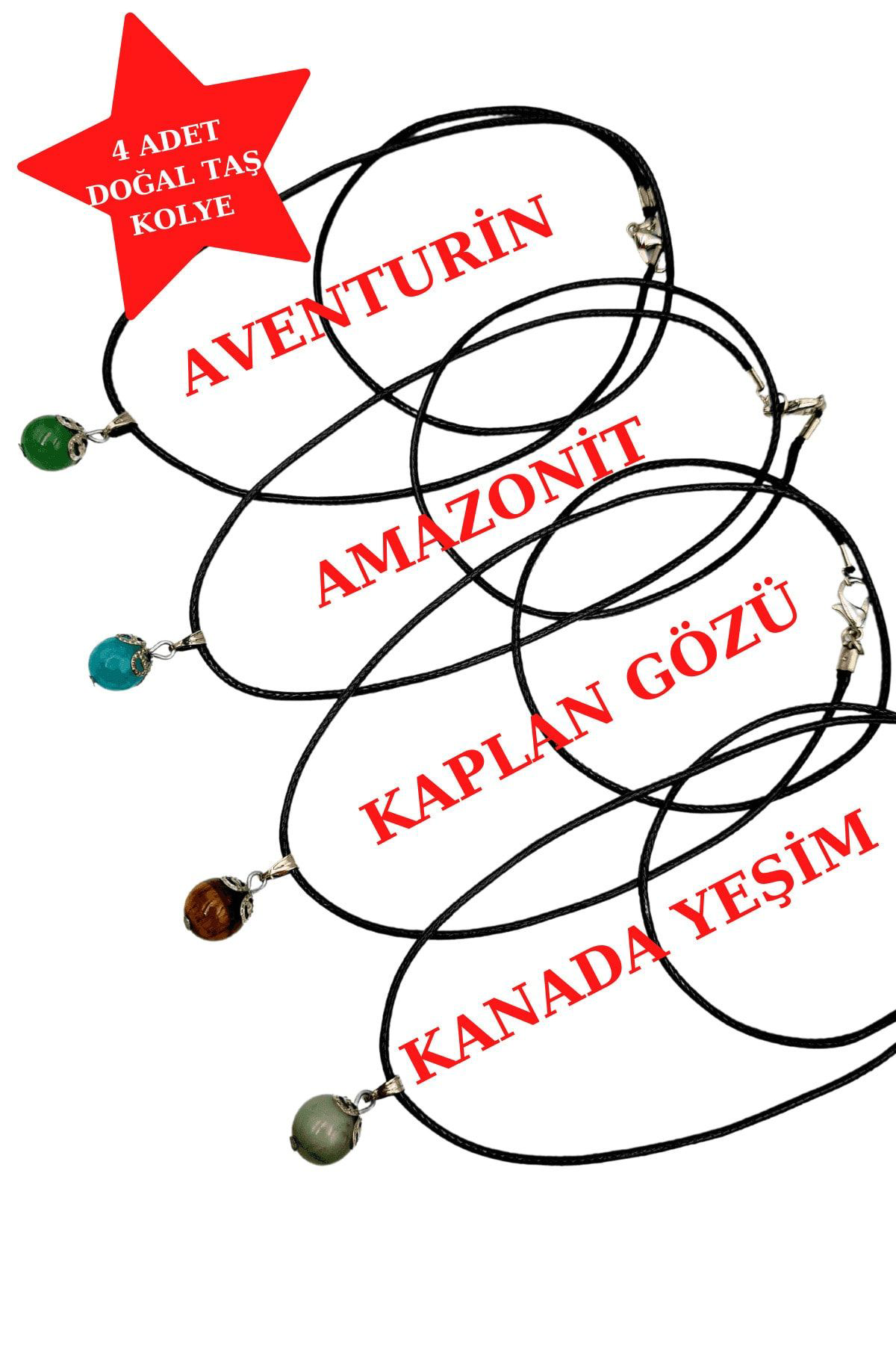 Sertifikalı Doğal Taş Kolye Aventurin & Amazonit & Kaplan Gözü & 