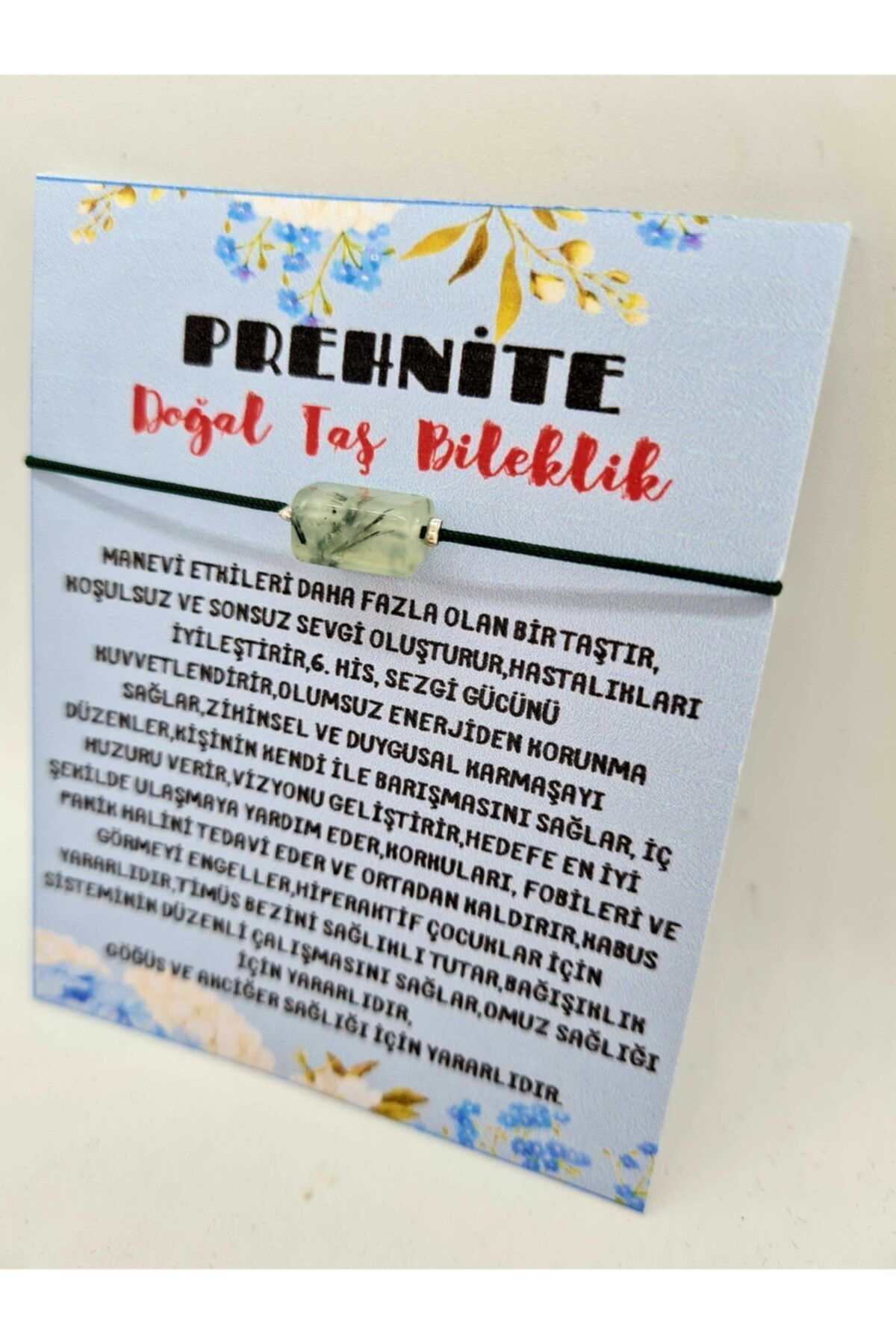 Sertifikalı Doğal Taş Prehnite Taşı Bileklik