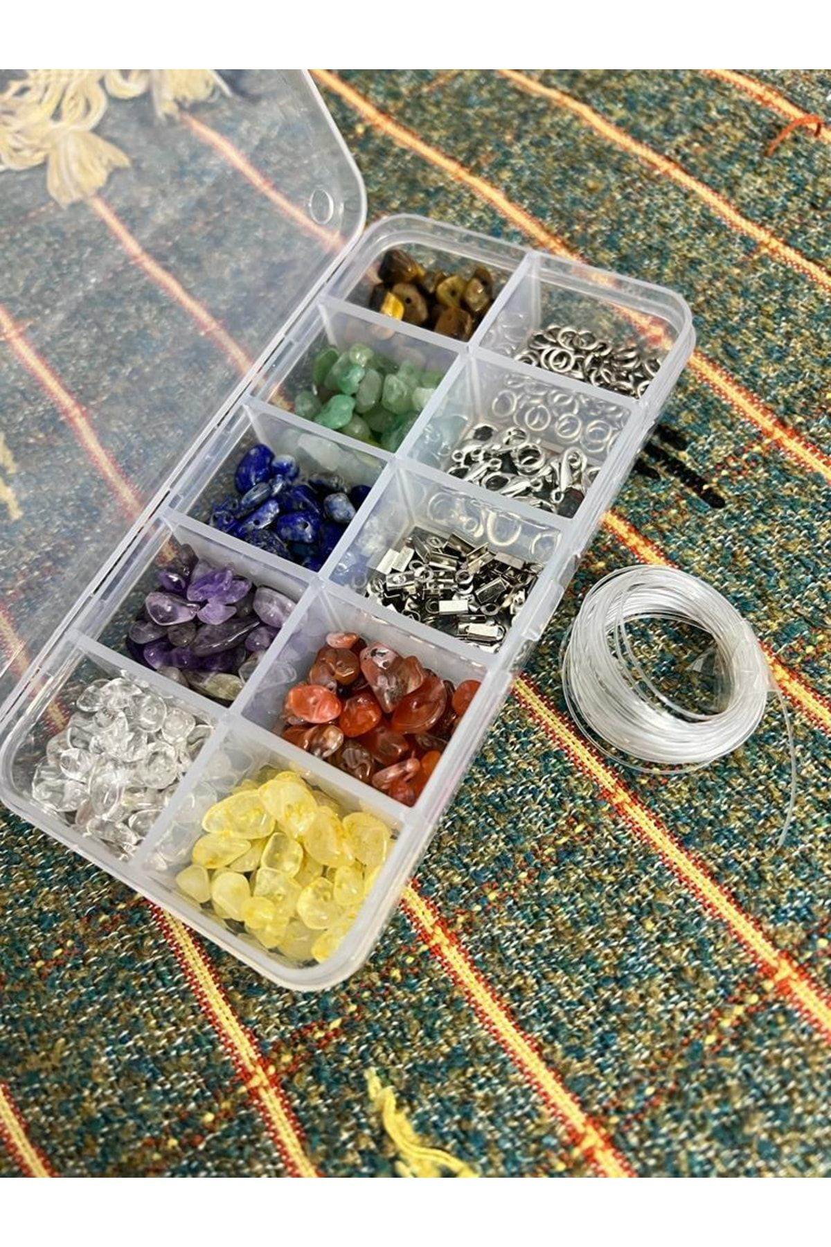 Gümüştel El Sanatlari Sertifikalı Doğal Taş 7 Çakra Takı Yapım Seti Kendi Tasarımını Ke