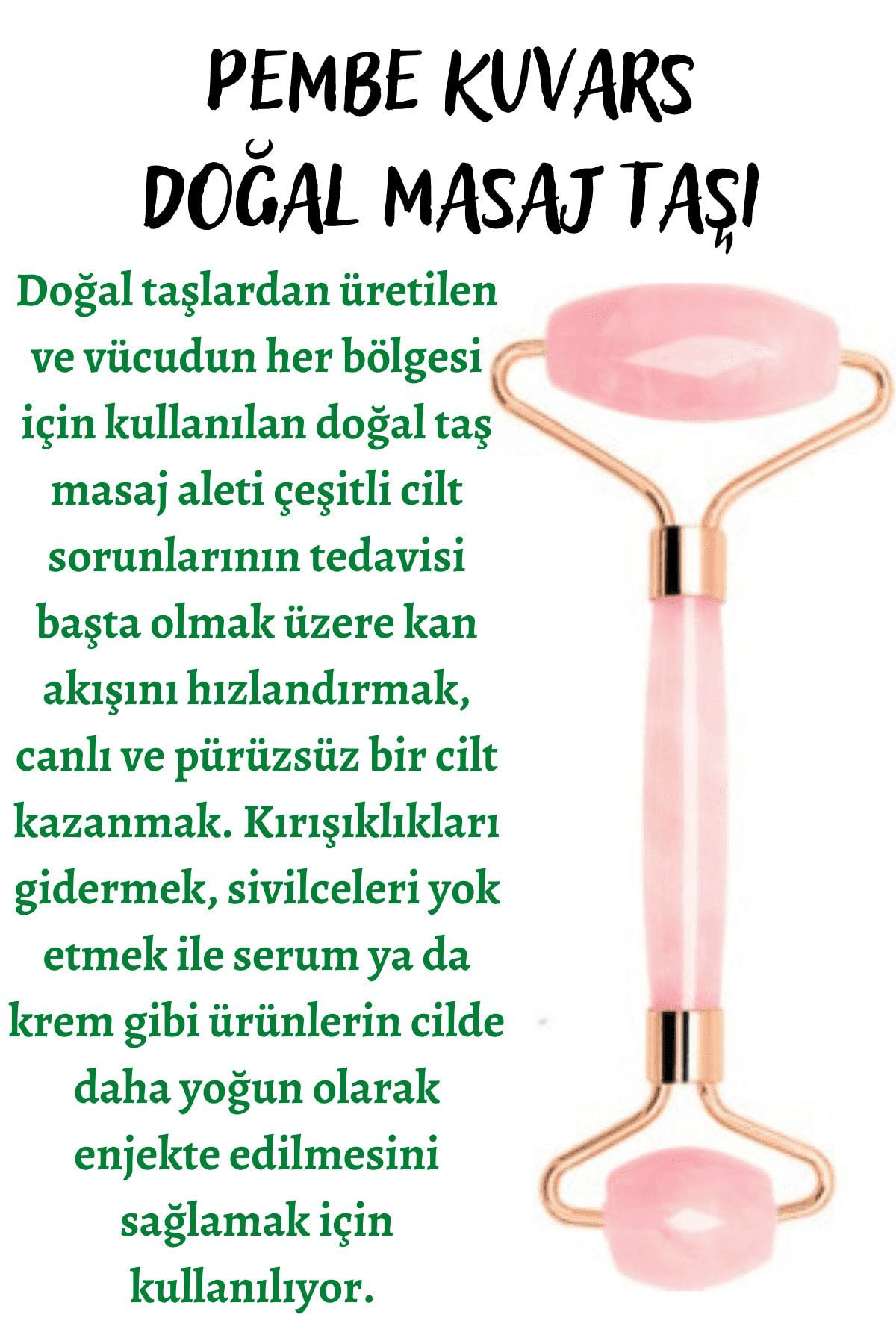 Sertifikalı Doğal Çift Taraflı Pembe Kuvars Taşı Masaj Aleti Doğa