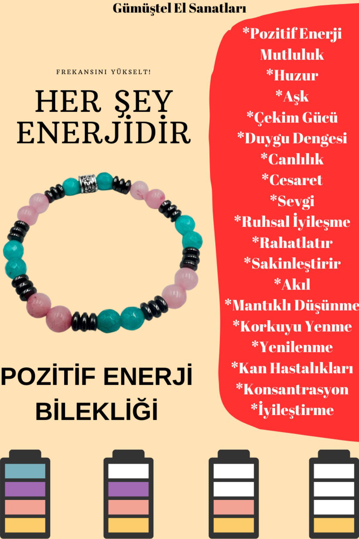 Sertifikalı Doğal Taş Pozitif Enerji Bilekliği Özel Kodlama Oriji