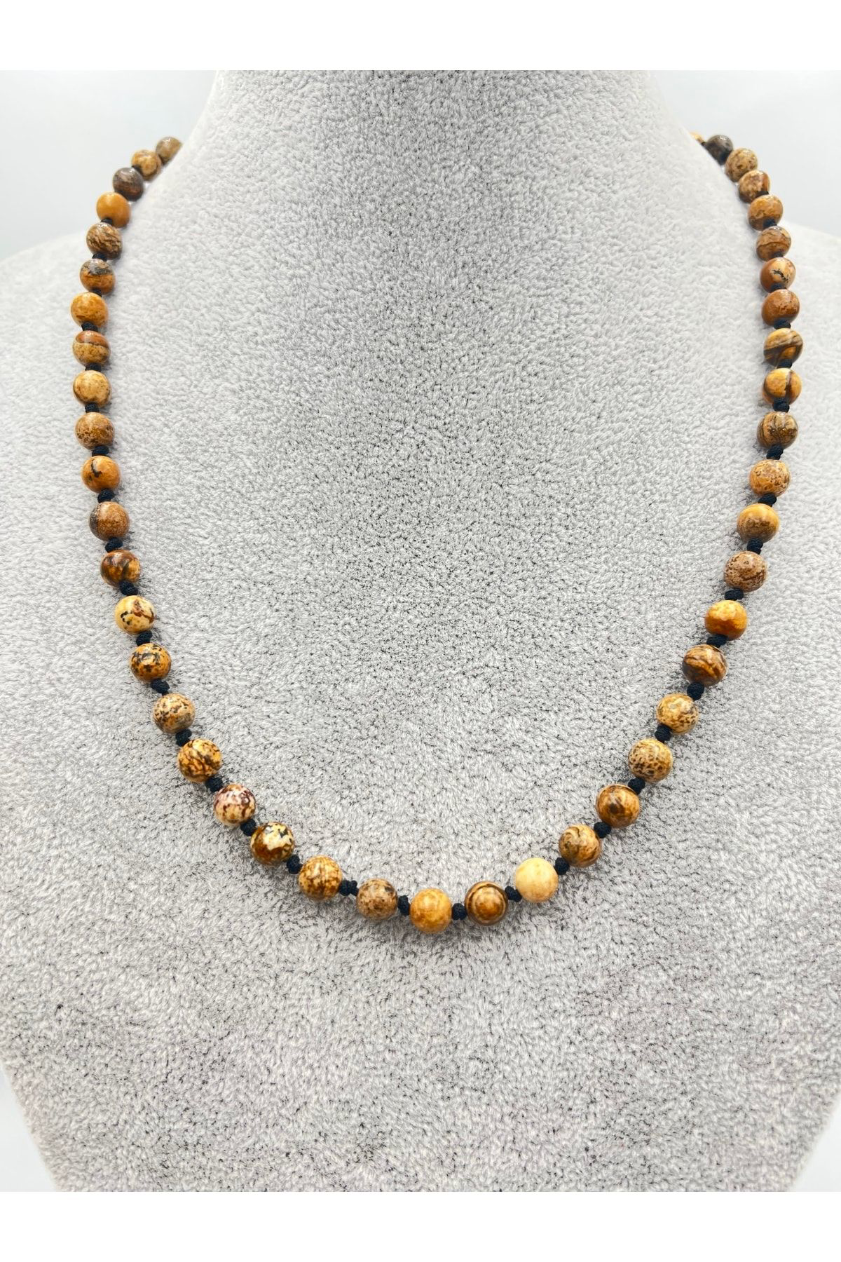 Sertifikalı Doğal Taş Jasper Taşı Kolye Aaa Kalite 6mm