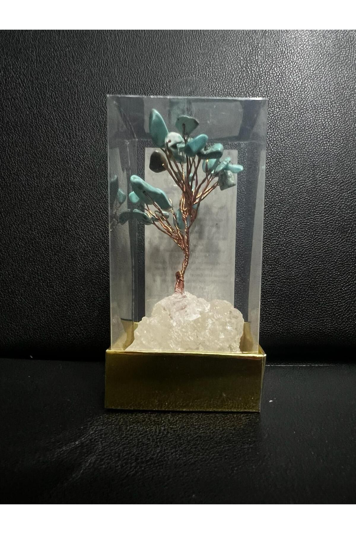 Sertifikalı Doğal Taş Turkuaz Taşı Dekoratif El Yapımı Ağaç