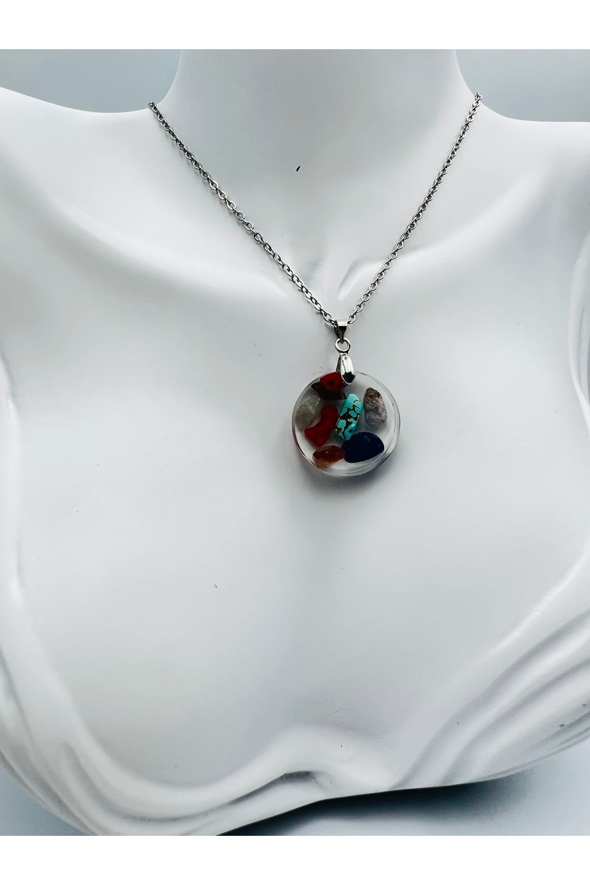 Sertifikalı Doğal Taş Epoksi Kolye